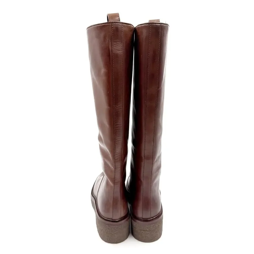 Loeffler Randall Collins Boots Knee High Espresso Brown Leather Sz 9